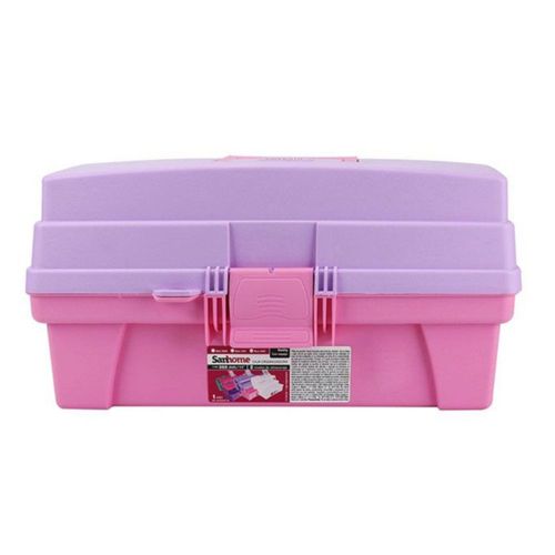 Caja De Herramientas Plástica con Bandejas Vanity Color Rosa