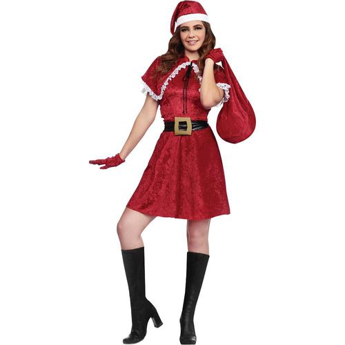 Disfraz Miss Claus REV Traje de Señora Claus Talla Adulto Ideal para Navidad y Festivales