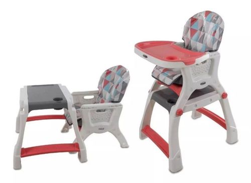 Silla Alta Periquera Prinsel Kinder City 2 En 1 Triángulos Rosa