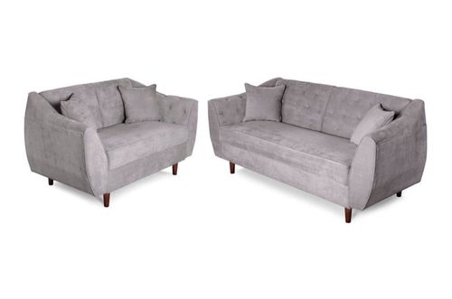 Sala 3-2 Makora De Terciopelo Gris Claro Modelo Clooney