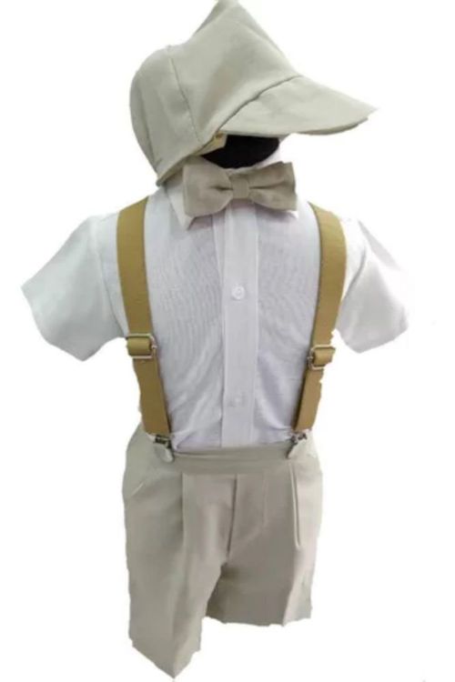 Traje lino niño Bermuda niño Traje Bautizo caqui