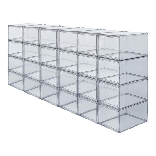Zapatera premium apilable AG BOX set de 24 piezas de acrílico Payton transparente.
