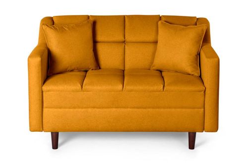 Sofá Love Seat Makora De Lino Mostaza Modelo Arami