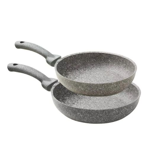 2 Cuore Di Pietra Juego De Sartenes Granito Gris 24 Y 26cm.