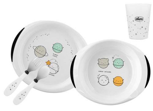 Set Alimentación Chicco Plato Vaso Entrenador Cuchara 18m+ Planeta