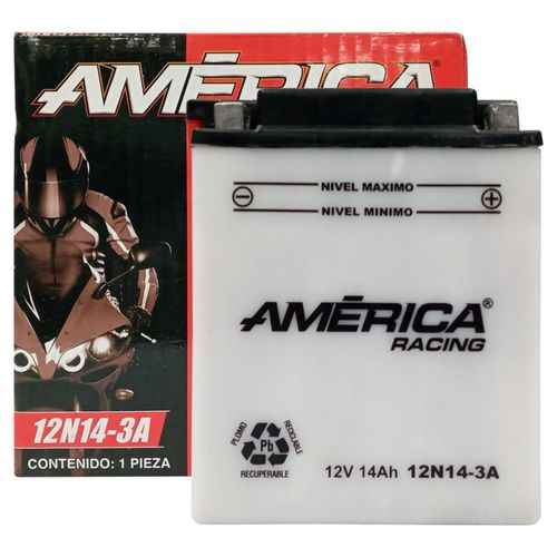 BATERIA AMERICA MOTOCICLETA 12V 14 AMP MODELO 12N14-3A