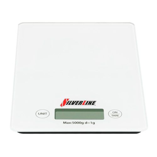 BASCULA DIGITAL DE COCINA SILVERLINE CAPACIDAD MAXIMA DE  5KG DE CRISTAL COLOR  BLANCO