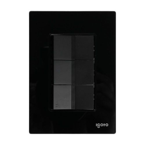 Placa armada cristal 2 apagadores sencillos 1 apagador escalera de 1 módulo negro