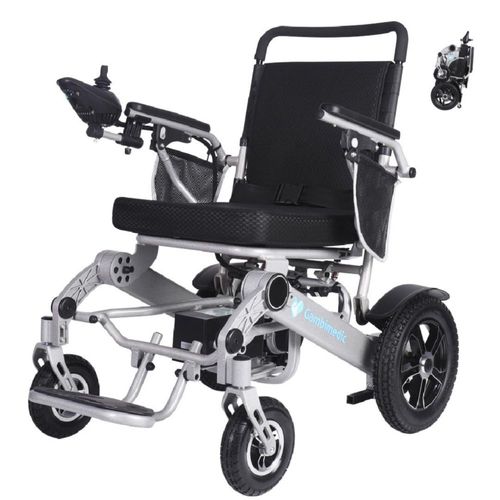 Gambimedic Silla De Ruedas Electrica Plegable Aluminio Ligero Portatil 28kg Soporta 100kg Llantas Neumaticas De Aire Todoterreno