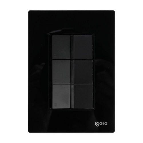 Placa armada cristal 3 apagadores escalera de 1 módulo negro