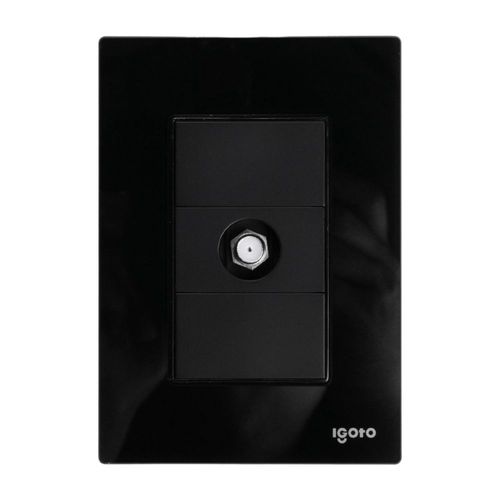 Placa armada cristal mecanismo toma coaxial salida T.V. negro