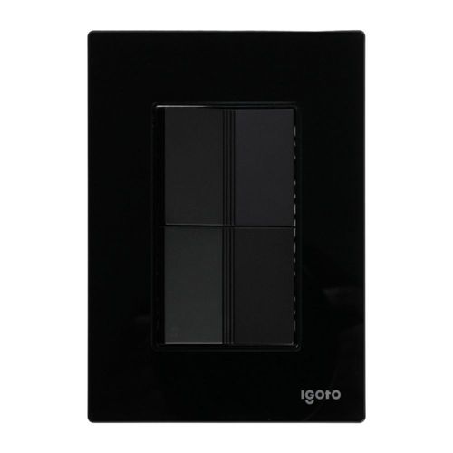 Placa armada cristal 1 apagador sencillo 1 apagador escalera de 1.5 módulos negro