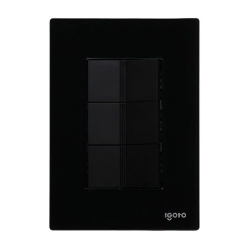 Placa armada cristal 3 apagadores sencillos1 módulo negro