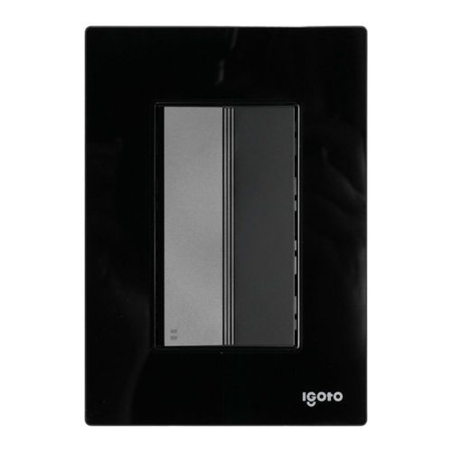 Placa armada cristal 1 apagador escalera 3 módulos negro