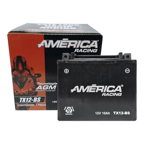BATERIA MOTO AMERICA 12V 10AMP AGM MODELO TX12-BS