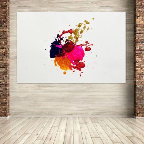 Cuadro Decorativo Abstracto Multicolor 140cm X 87cm Lienzo Tela Brillosa