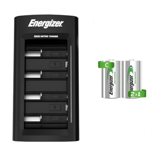 Cargador Universal Energizer + 2 Pilas Recargables Tamaño C