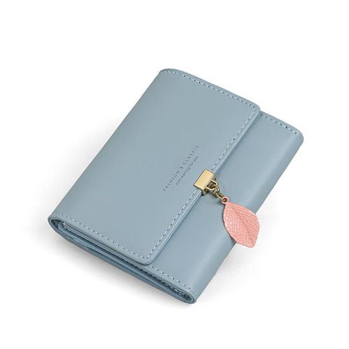 Cartera corta Mujer Plegable de Piel color Azul Claro