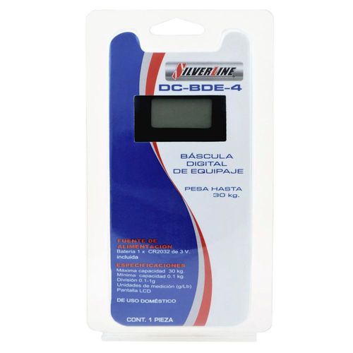 BASCULA DIGITAL DE EQUIPAJE SILVERLINE CAPACIDAD MAXIMA DE 30 KG COLOR NEGRO