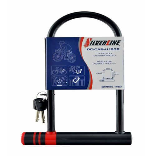 CANDADO DE SEGURIDAD SILVERLINE RIGIDO TIPO  "U" COLOR NEGRO