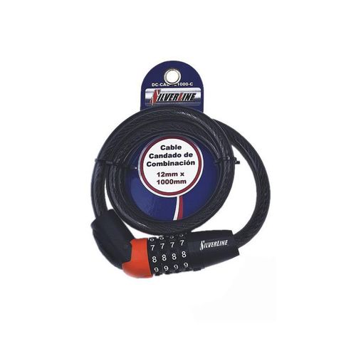 CABLE CANDADO SILVERLINE 12 MM X 1,000 MM DE COMBINACIÒN COLOR NEGRO