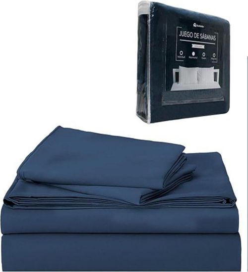 Sábanas Bluelander Lisas Color Azul Oscuro Tamaño King