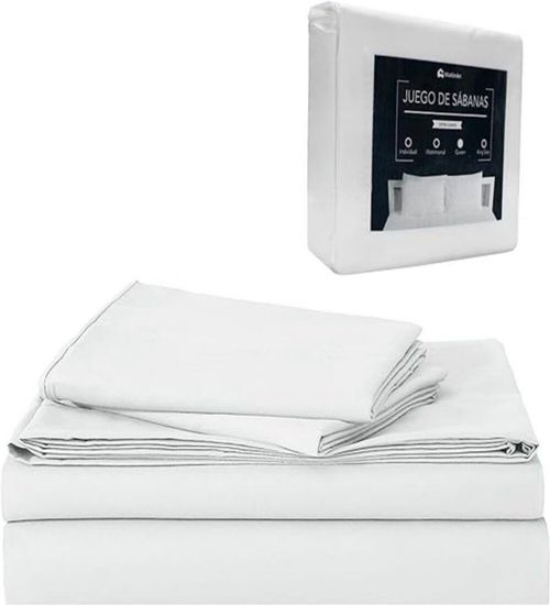 Sábanas Bluelander Lisas Color Blanco Tamaño King