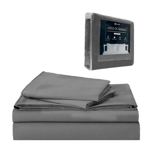 Sábanas Bluelander Lisas Color Gris Oscuro Tamaño Queen