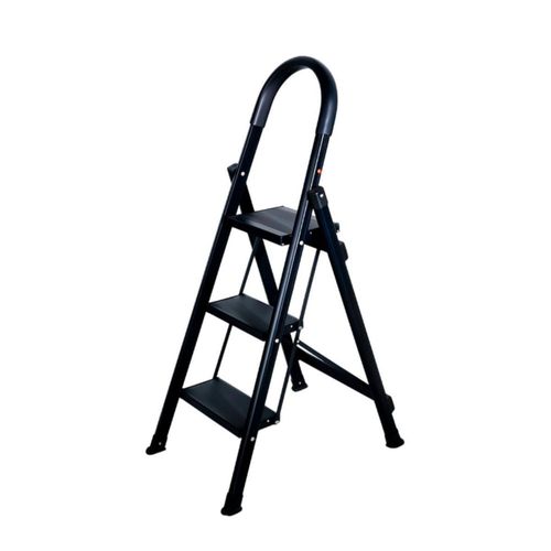 Escalera Plegable Bluelander Negra de Acero 3 Peldaños Capacidad Máxima de 250Kg