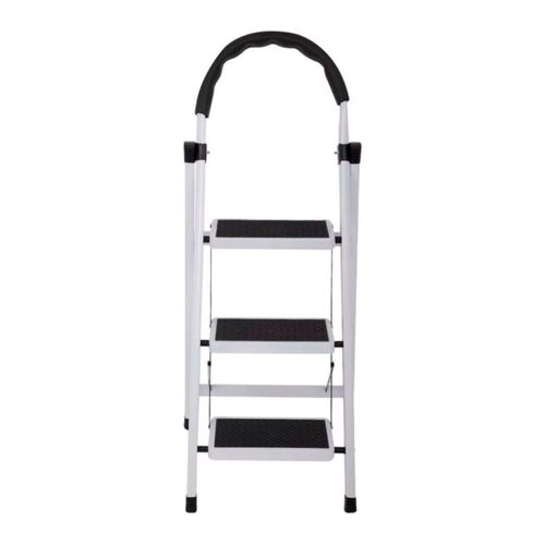 Escalera Plegable Bluelander Blanca de Acero 3 Peldaños Capacidad Máxima de 250Kg