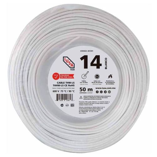 Cable para alambrado de tableros 14 AWG en bolsa 50 m color blanco