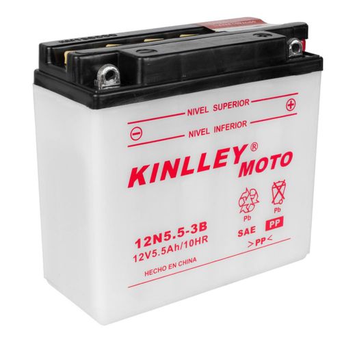 Bateria para moto 12N5.5-3B 12V 5.5Ah Kinlley sin acido