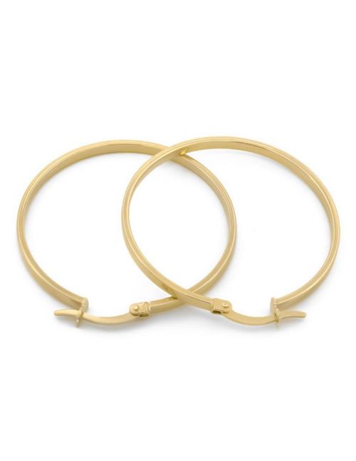 Arracadas Lisas 3.2 Cm Oro Italiano Sólido 14k