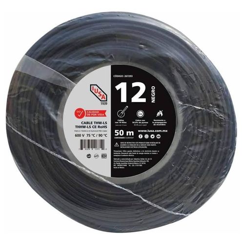 Cable para alambrado de tableros 12 AWG en bolsa 50 m color negro