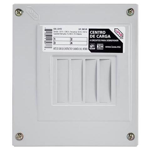 Centro de carga 4 polos para sobreponer, gris claro