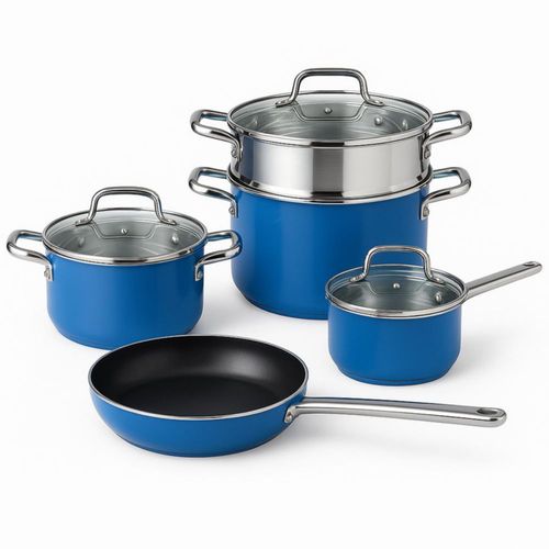 Set Completo Baterías De Cocina Premium 8 Piezas De Acero Inoxidable