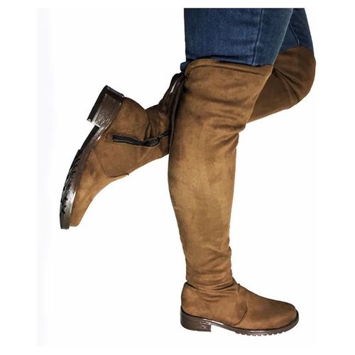 Bota Larga Mujer Tipo Maxi bota Tacón Bajo Madera Nyxmart