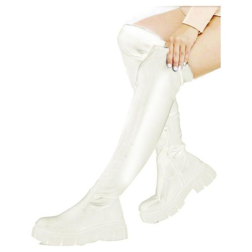 Bota Biker Capreto Blanco Nyxmart