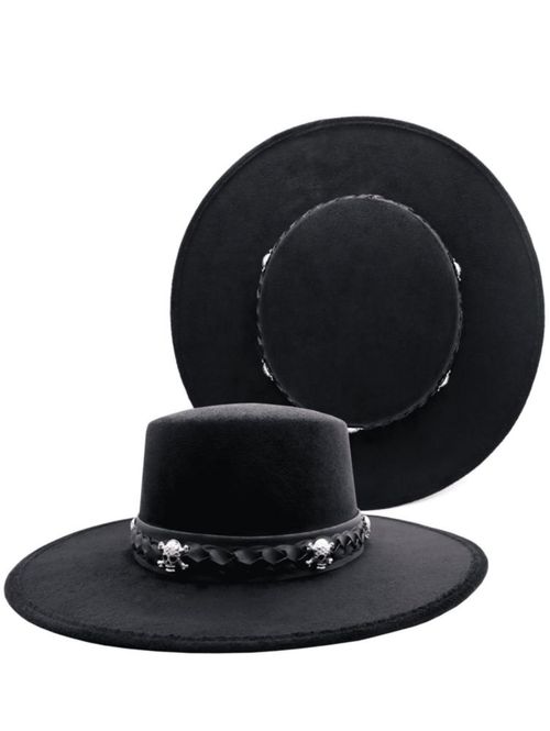 Sombrero Cordobés Gamuza Hípster Vintage Hombre Mujer Retro Calaveras Negro L 194