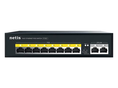 Switch Netis P110C de 8 puertos PoE 10/100Mbps y 2 puertos Uplink