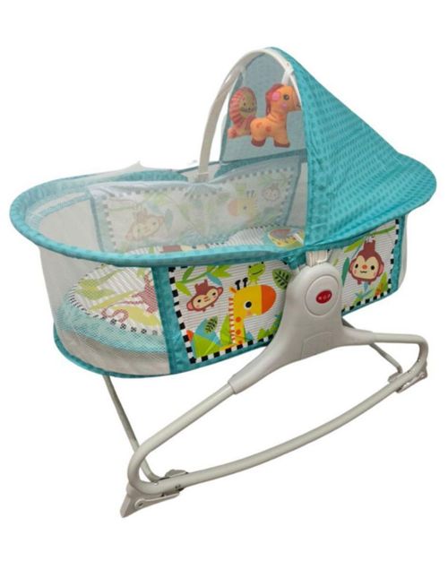Mecedora para Bebé con Diseño Safari Cómodo Asiento con Dosel, Color Turquesa, Ideal para Relajar y Estimular.