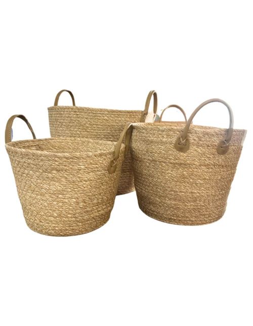 Set 3 Cestas Organizadoras Decoración Cuerda Tejida Con Asas