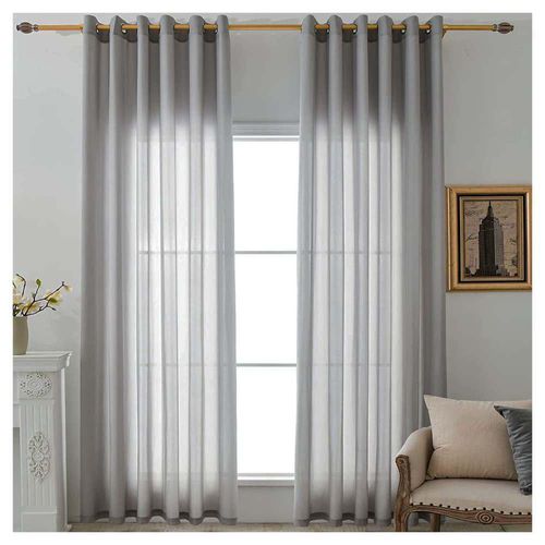 Cortinas Traslucidas Gris con Argollas 1.40 X 2.20