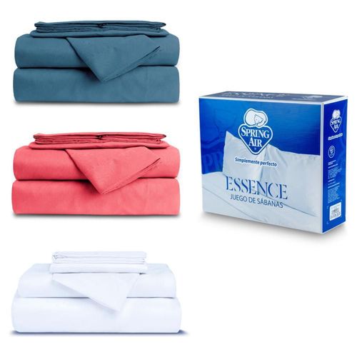 3 Pack Sabanas King Size Spring Air: Azul, Blanco, Coral
