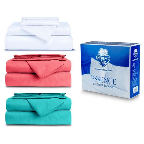 3 Pack Sabanas King Size Spring Air: Turquesa, Blanco, Coral
