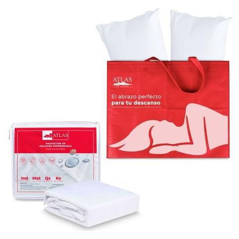 Almohadas Más Protector Cubre Colchón King Size Atlas Basic