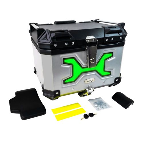 Maletero con luz Rasen para moto, 45L Verde