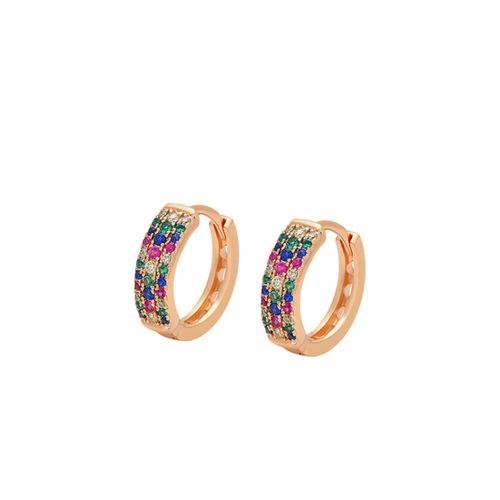 Arracadas Dama Cristales Austriacos Rainbow Oro 18K Laminado