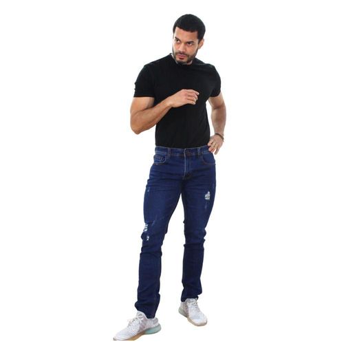 JEANS HOMBRE CORTE REGULAR SLIM FIT DESLAVADO AZUL FUERTE SEMI DESLAVADO