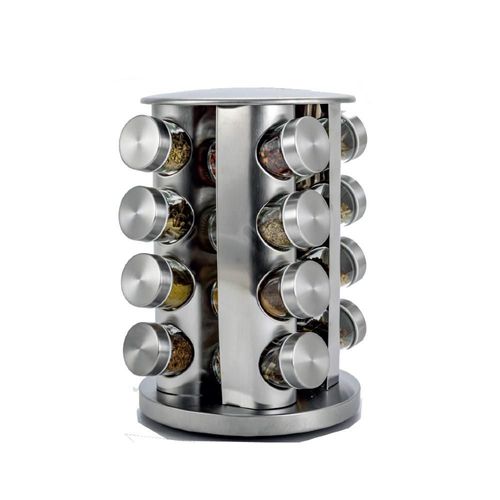 Especiero Giratorio Acero Inoxidable con 16 Frascos Fraciel